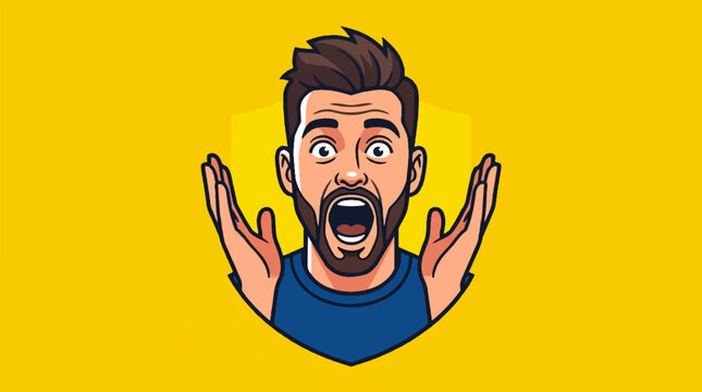 Man with beard expressing surprise and shock.