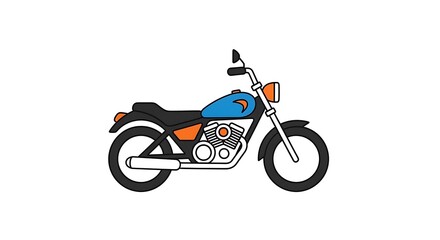 Fototapeta premium A colorful illustration of a motorcycle with a blue and orange gas tank