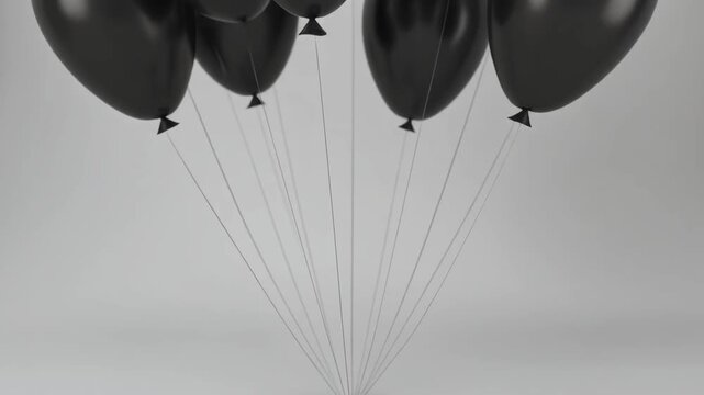 Black balloons on white background. 3d rendering 