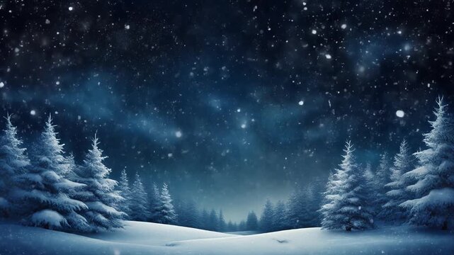  Falling Snow And Dark Night Winter Scenery
