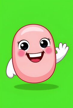 Friendly cartoon pancreas character waving happily