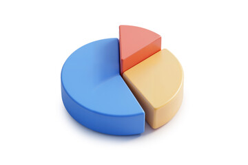 Obraz premium Colorful 3d Pie Chart with Separated Segment Isolated on White