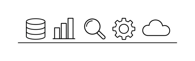 Obraz premium Modern data analytics workflow and digital information processing enabling organizations to extract meaningful insights from large datasets, database cylinder, bar chart