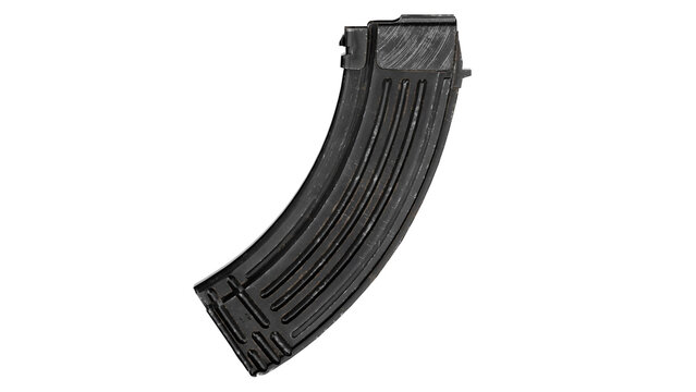 AK steel magazine in 3D view for firearm enthusiasts