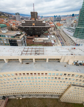 Slovak Radio Building Bratislava with inverted pyramid modern architecture