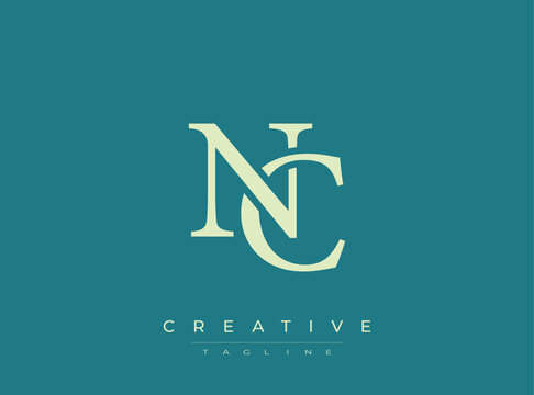 NC monogram logo design with creative tagline on colored background