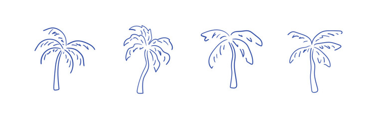 Abstract sketch of palm trees. Tropical vector illustration © Myurenn