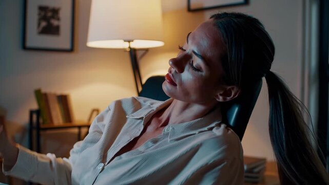 Fatigue Experienced After Night Shift Work. Worker Feeling Drained Following Extended Late Evening Work Hours. Exhaustion Sets In After Continuous Late Night Shifts In Office Environment