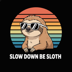 Fototapeta premium Sloth wearing sunglasses smiling cute animal.