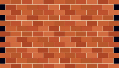 Fototapeta premium Red brick wall seamless pattern with dark edges background texture