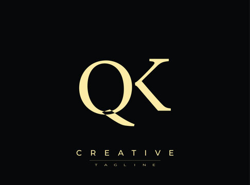 Golden qk logo with creative tagline on transparent background
