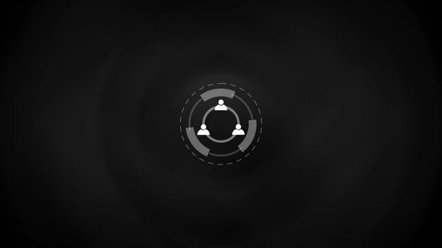 Minimalist three man icon project management concept animation. Business, Technology, Internet and network concept. Businesspeople discuss concept.