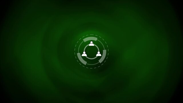 Minimalist three man icon project management concept animation. Business, Technology, Internet and network concept. Businesspeople discuss concept.