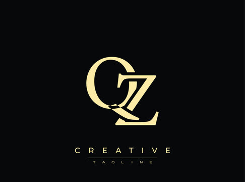 Golden cz logo design with creative tagline on transparent background