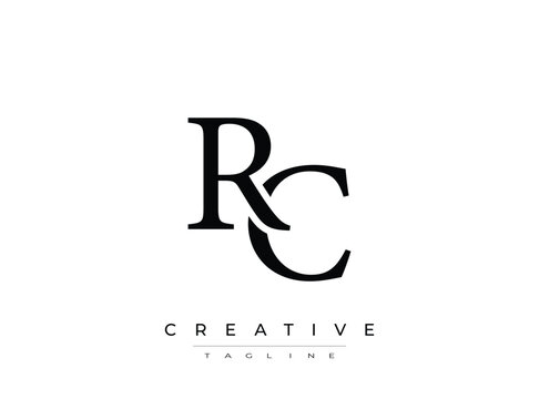 RC monogram logo template with creative tagline and elegant design elements