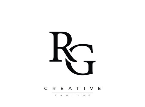 Modern elegant logo design with rg initials and creative tagline