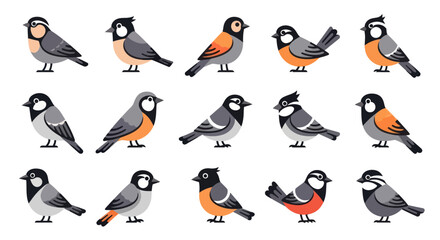 Naklejka premium Colorful bird collection in vector style perfect for educational and design projects
