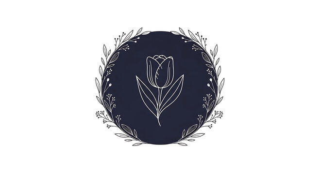 Navy blue tulip floral wreath isolated on a transparent background