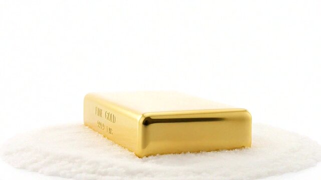 A gleaming gold bullion bar symbolizes wealth and investment potential in the financial sector.