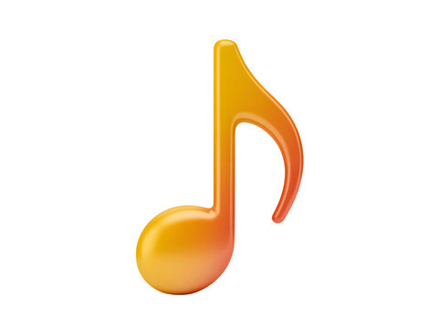 A shiny orange music note icon on a transparent background