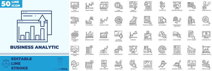 Business Analytic Line Editable Icons set © Madani Pro