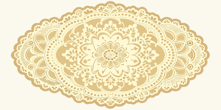 Ornate vintage oval floral lace doily design, vector