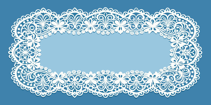 Elegant white floral lace frame border design, vector
