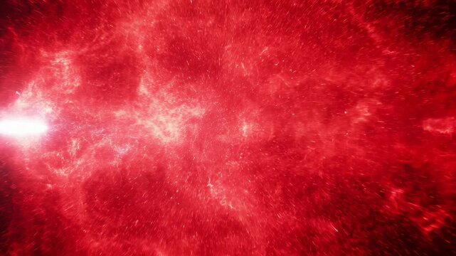 Vivid red cosmic explosion with streaks of light and ethereal energy