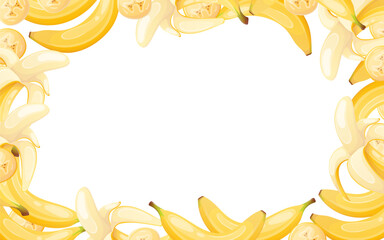Vector frame featuring an image of banana and its slices © Mikhail