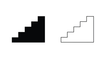 Fototapeta premium Staircase icons A black filled and a white outlined representation