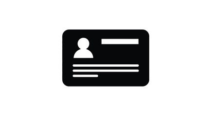 Fototapeta premium Simple black icon depicting an identification card with a silhouette
