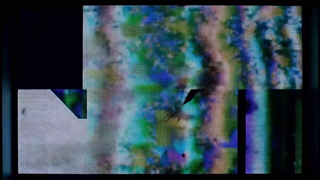 Television Static Glitch Effect with Colored Noise and Signal Loss over Time