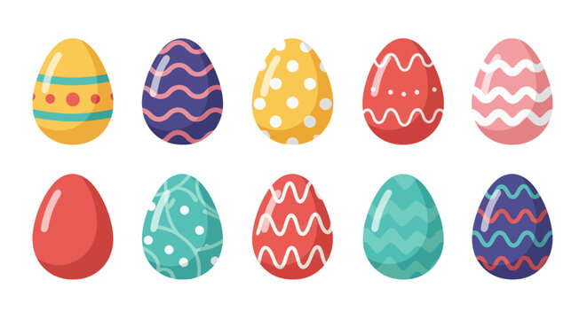 Decorated easter eggs collection colorful illustrations for holiday designs