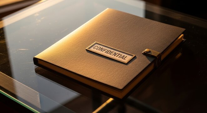 Confidential document folder on modern glass table