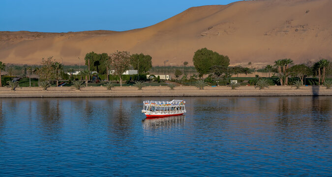 Colorful boat on the Nile, Aswan Egypt.