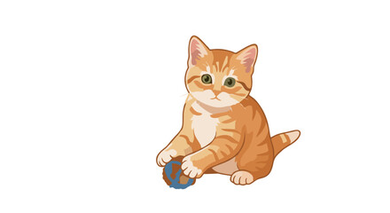 Fototapeta premium Cute white kitten with bright eyes sitting on a white background looking curious and playful