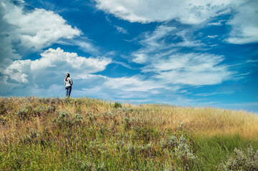 Obraz premium Conceptual Image of Woman Alone With Nature