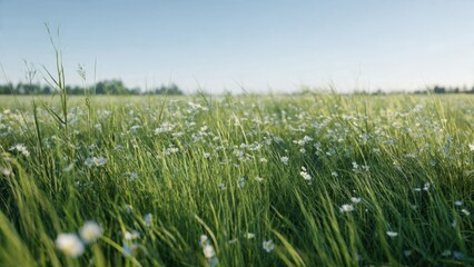 Obraz premium Wildflower Meadow in Lush Green Field at Sunrise