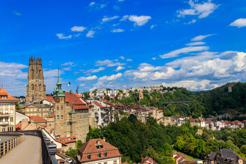 Fototapeta premium View of the old town of Fribourg, Switzerland