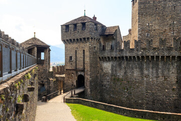 Obraz premium Montebello Castle in Bellinzona, Switzerland. UNESCO World Heritage Site