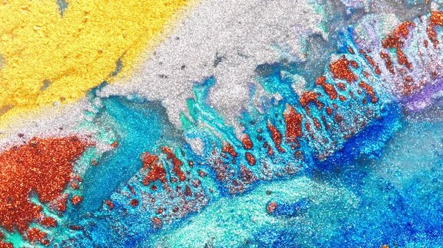Vibrant Abstract Metallic Glitter Texture With Blue Turquoise Gold And Red Shimmering Pigments