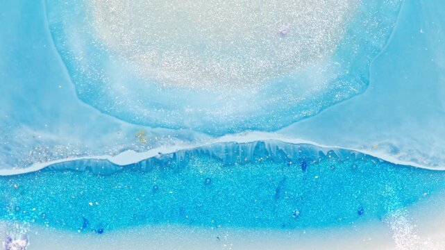 Blue Geode Resin Art Close-Up With Sparkling Turquoise Layers and Shimmering Crystal Texture