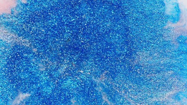 Blue Glitter Abstract Texture Background With Shimmering Sparkle, Metallic Paint Details and Closeup Macro Surface