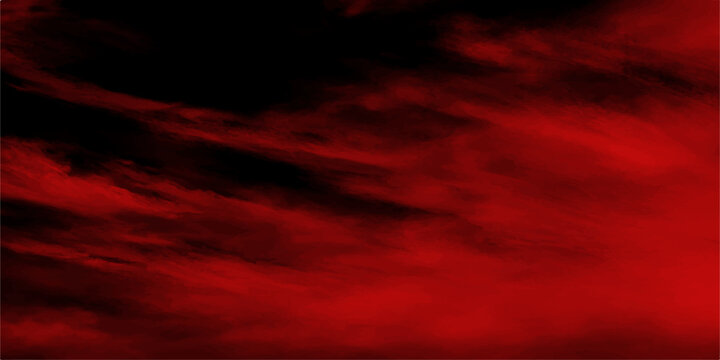Abstract dramatic view of swirling, billowing scarlet clouds against a stark black sky. Evoking a sense of intensity and powerful emotion.