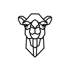 Obraz premium A geometric illustration depicts the head of a camel with sharp, clean lines and a modern minimalist aesthetic.