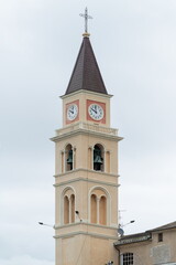 Fototapeta premium Bell tower of Santuario Nostra Signora del Suffragio in Recco Italy