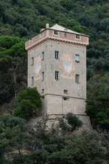 Naklejka premium Torre Doria tower in San Fruttuoso Liguria Italy