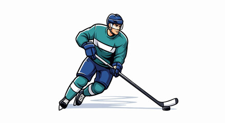 Fototapeta premium Dynamic ice hockey player in action ready to shoot the puck.