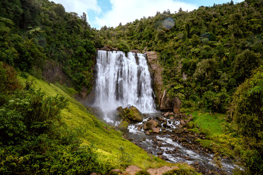 Marokopa falls in the north island of New Zealand near waitomo