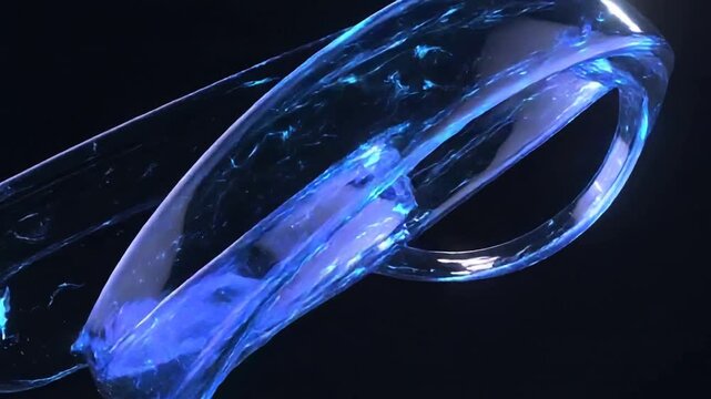 Abstract blue DNA helix structure a close-up view of a luminous blue resembling a strand swirling energy and light effects gene science biology genetic molecule